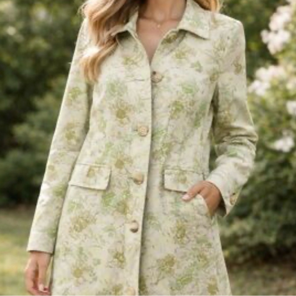 Old Navy Botanical Vintage Trench Coat Dress XS in EUC